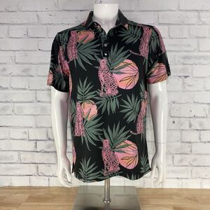 Bad Birdie Shirt Men's‎ Medium Performance Polo Cheetah Black Golfing Golf